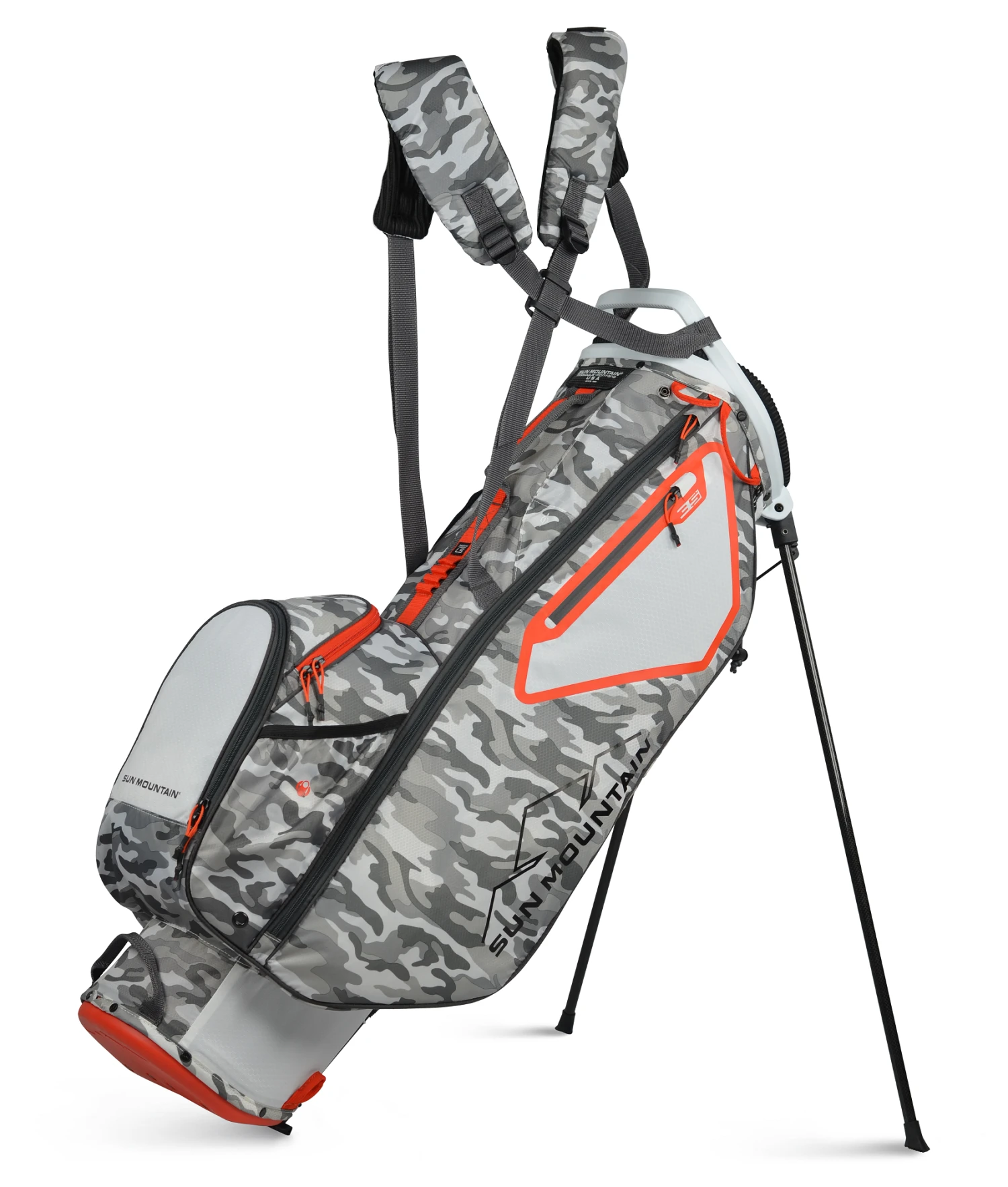 Sun Mountain Golf 2021 3.5 LS Carry Stand Bag Sun Mountain Golf 2021 3.5 LS Carry Stand Bag -Ozark Golf Shop 21004335LSWhite GrayCamo Inferno