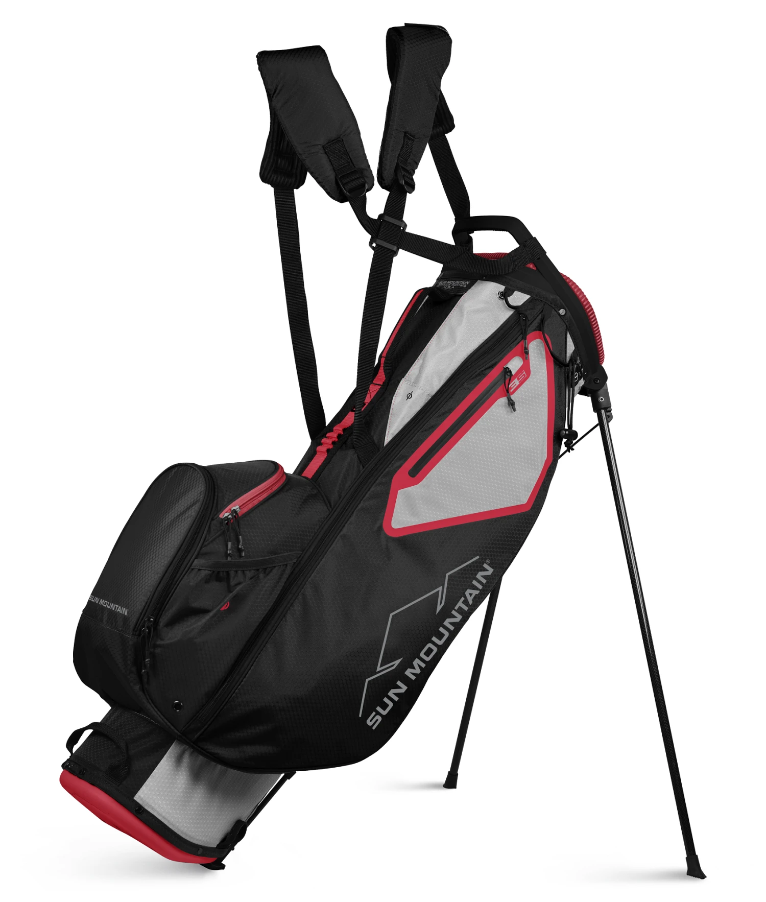 Sun Mountain Golf 2021 3.5 LS Carry Stand Bag Sun Mountain Golf 2021 3.5 LS Carry Stand Bag -Ozark Golf Shop 21004835LSCement Black Red