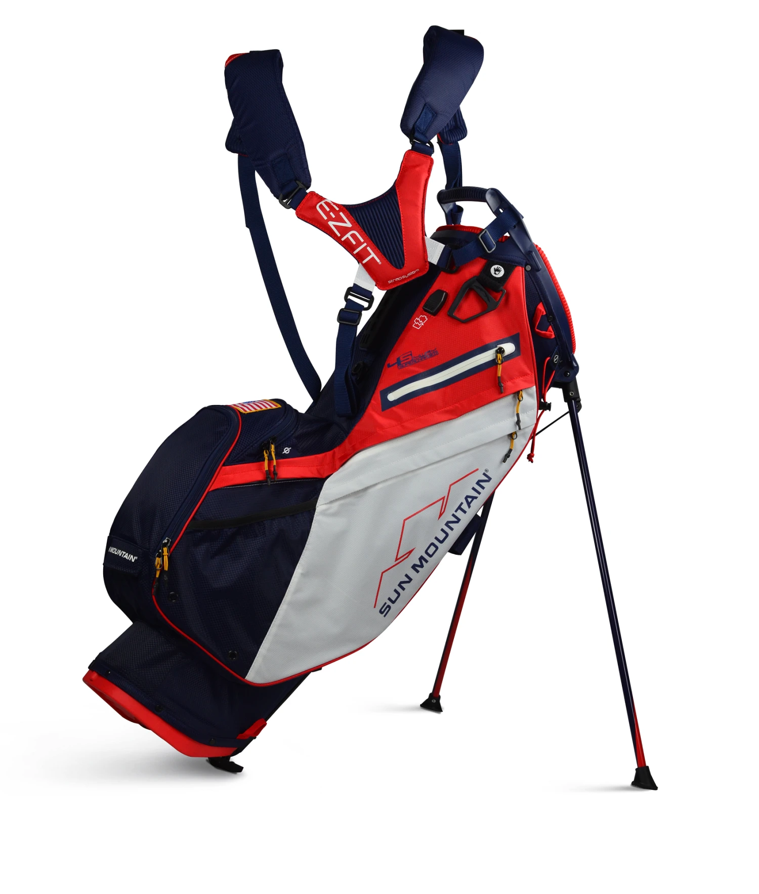 Sun Mountain Golf 2021 4.5 LS 14-Way SuperCharged Stand Carry Bag Sun Mountain Golf 2021 4.5 LS 14-Way SuperCharged Stand Carry Bag -Ozark Golf Shop 21011145LS14WaySuperchargedNavy White Red