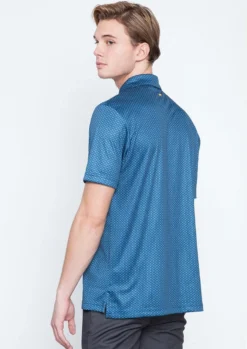 Callaway Jack Nicklaus Black Label By Perry Ellis All Over Mini Foulard Polo Shirts -Ozark Golf Shop AllOverMiniFoulardPolo DeepDiveBlue2