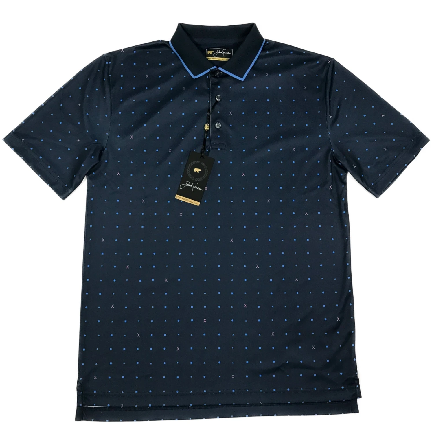 Jack Nicklaus Black Label by Perry Ellis All Over Mini Geo Polo Shirts Callaway Jack Nicklaus Black Label By Perry Ellis All Over Mini Geo Polo Shirts -Ozark Golf Shop AllOverMiniGeo ClassicNavy0