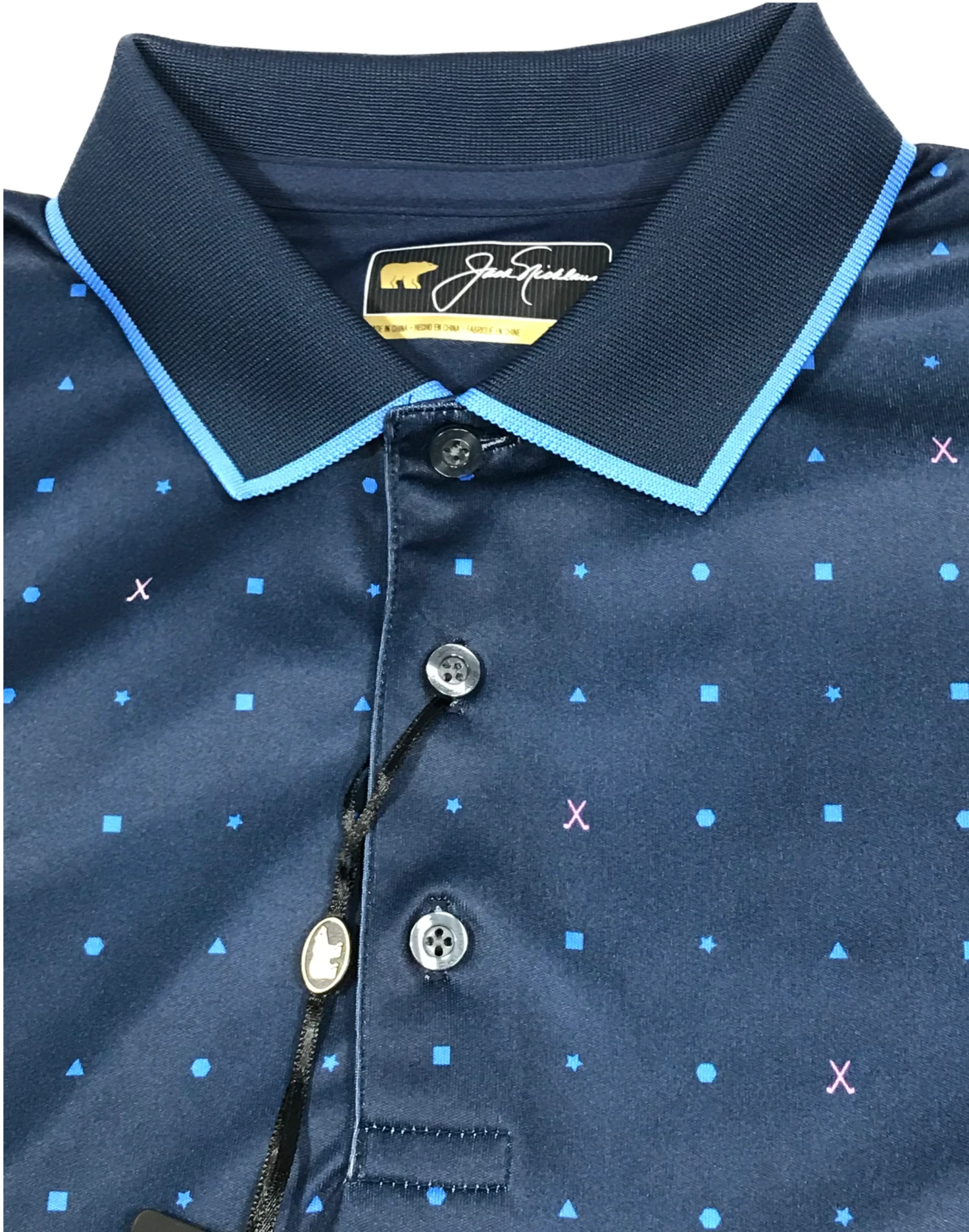 Jack Nicklaus Black Label by Perry Ellis All Over Mini Geo Polo Shirts Callaway Jack Nicklaus Black Label By Perry Ellis All Over Mini Geo Polo Shirts -Ozark Golf Shop AllOverMiniGeo ClassicNavy1
