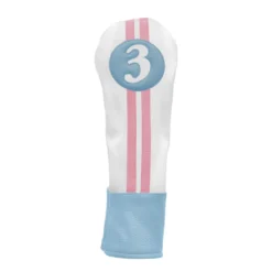 Sahara Retro Vintage #3 Fairway Wood Headcovers 2 Sahara Retro Vintage #3 Fairway Wood Headcovers -Ozark Golf Shop Blue White Pink 3 Wood