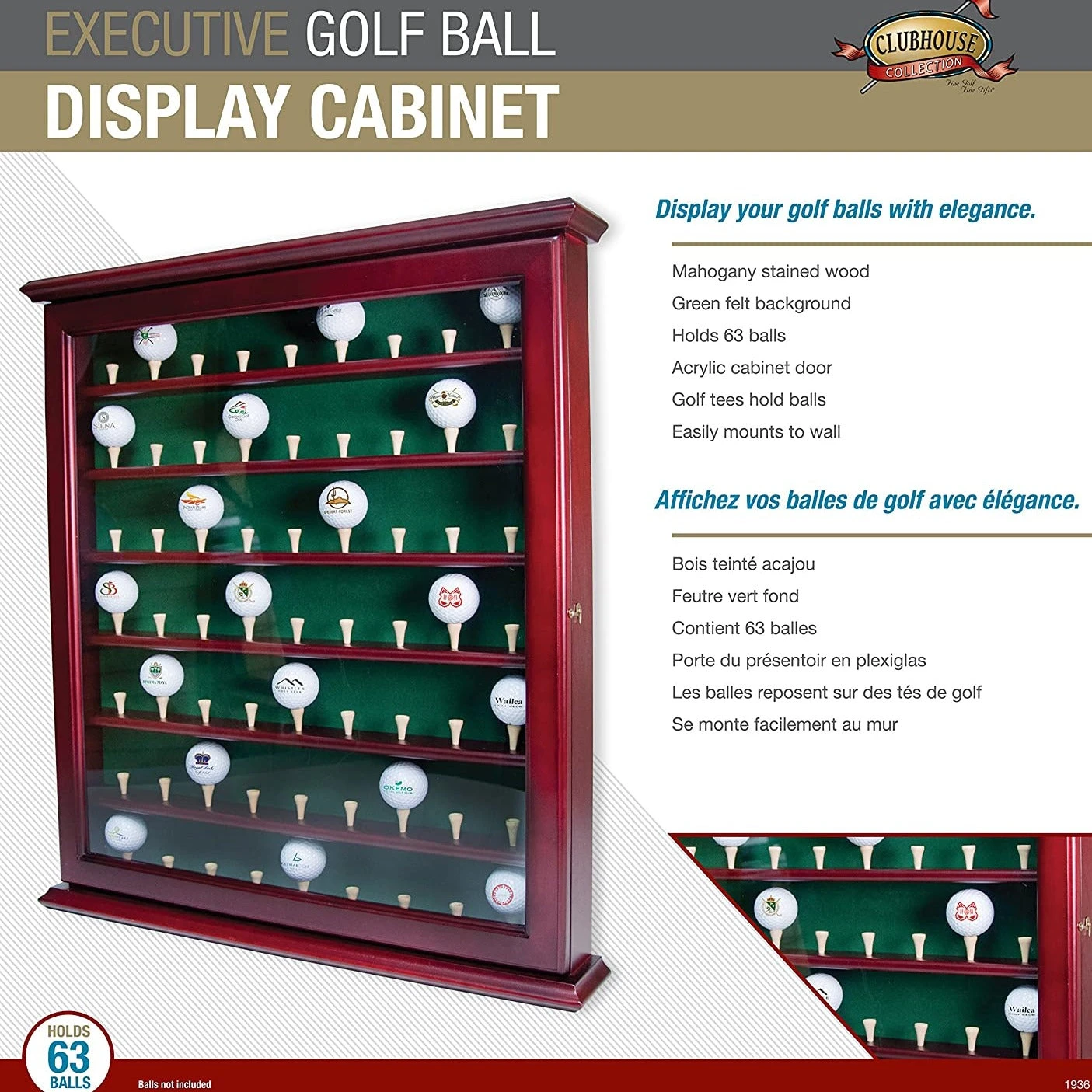 Clubhouse Collection Executive Golf Ball Display Cabinet Clubhouse Collection Executive Golf Ball Display Cabinet -Ozark Golf Shop ClubHouseGolfBallDisplay