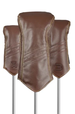Sun Mountain Golf Leather Head Covers -Ozark Golf Shop LeatherHeadcoversBrown Khaki Stripe