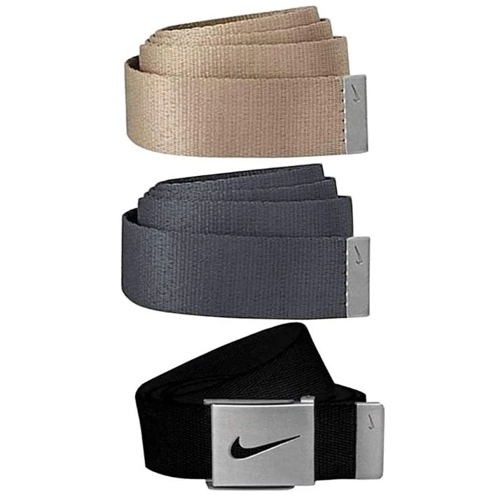 Nike 3-in-1 Web Belt Packs Nike 3-in-1 Web Belt Packs -Ozark Golf Shop WebBelt BlackKhakiDarkGray